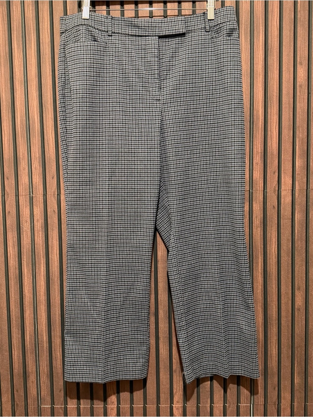 LOFT Houndstooth Curvy Crop Pants Black Gray Size 16P Petite